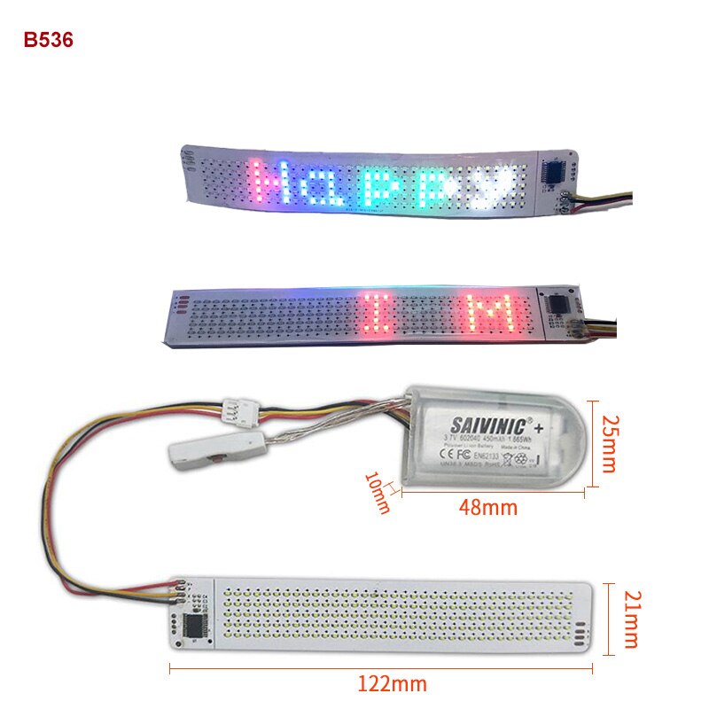 Mini Size Mobile APP Wireless Programmable Flexible LED Display Curve Decorations Cloth Hat Helmet Insert Flexible Led Screen
