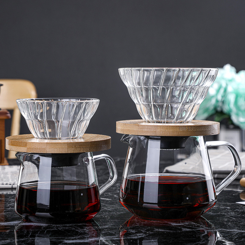 Wood Filter Glass Coffee Sharing Pot Coffee Set Coffee Pot Coffee Filter Cup Filter Paper Glass Coffee Filter
