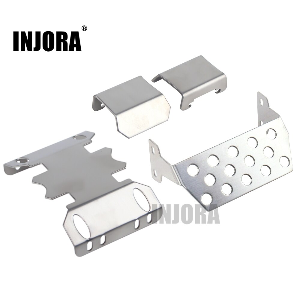 INJORA, Armadura de chasis de Metal, placa protectora de eje para 1/10 RC Crawler Axial SCX10 II 90046 90047 90059 90060, piezas de mejora: Complete Set