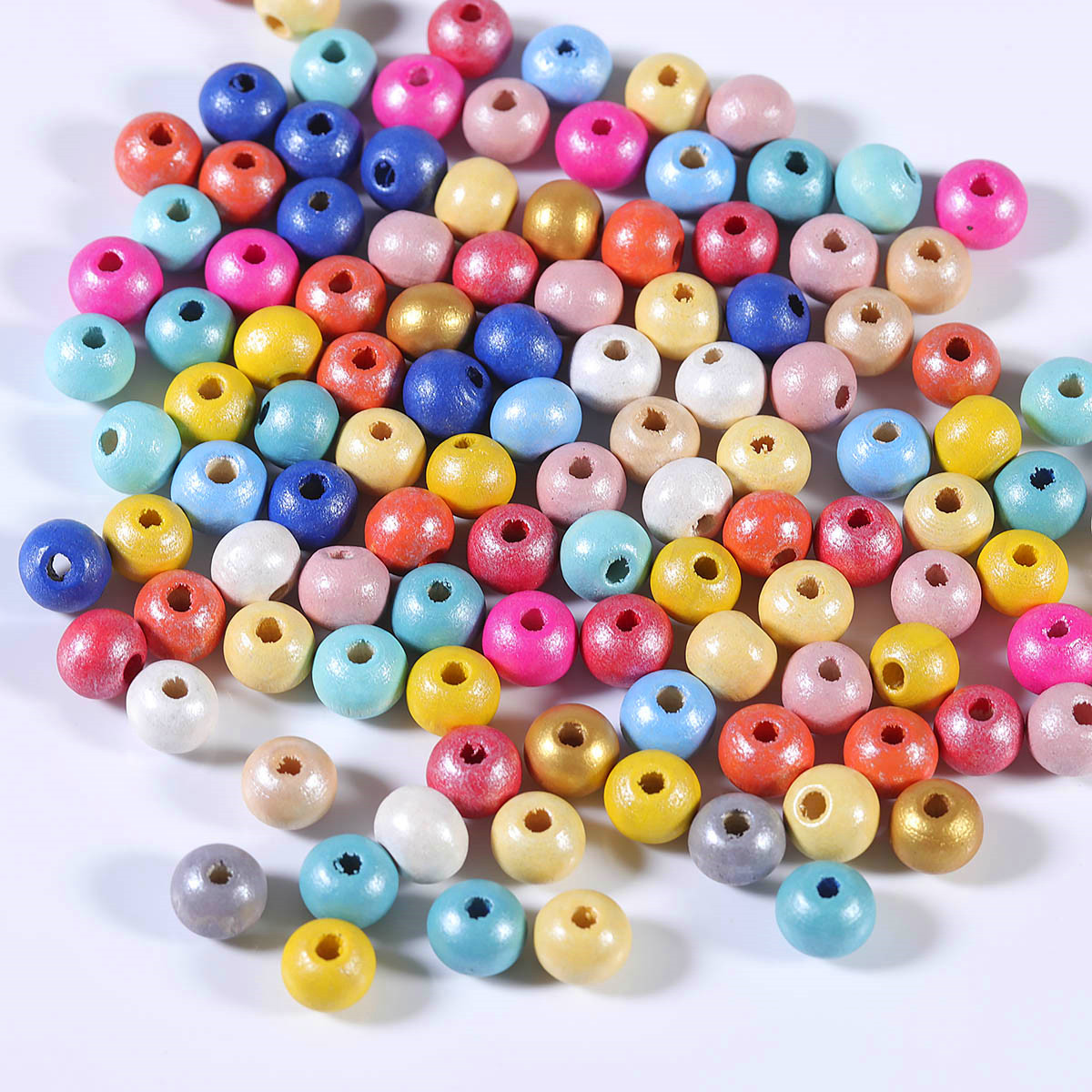 100 unids/lote 6 8MM cuentas de madera redondas naturales cuentas de madera pulidas Multicolor para fabricación de joyería DIY collar pulsera Accesorios: 8 mm