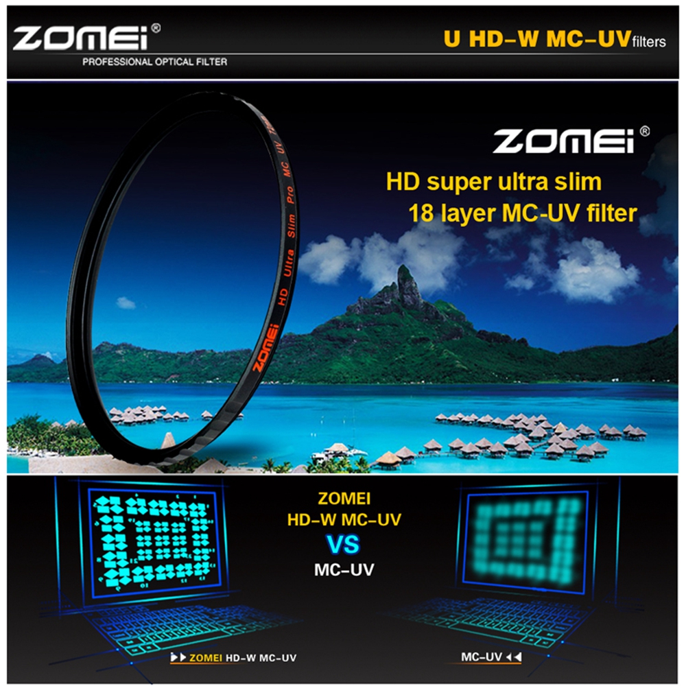 ZOMEI HD 40.5/49/52/55/58/62/67/72/77/82MM Ultra Slim 18 Layers Multi-Coated Pro MCUV Filter lens Protector