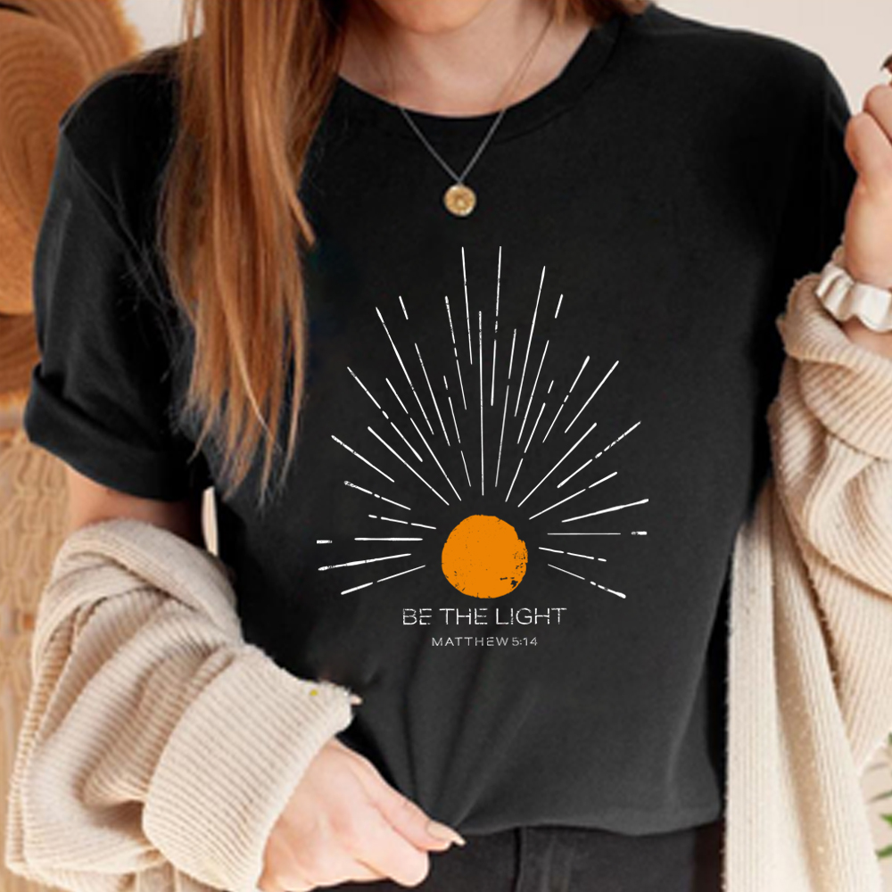 Sein das hell Mathew 5 14 Sonnendurchbruch T-Shirt Jahrgang Bibelvers Shirt christliches T-Shirt Sonne Tee Boho oben inspirierendes