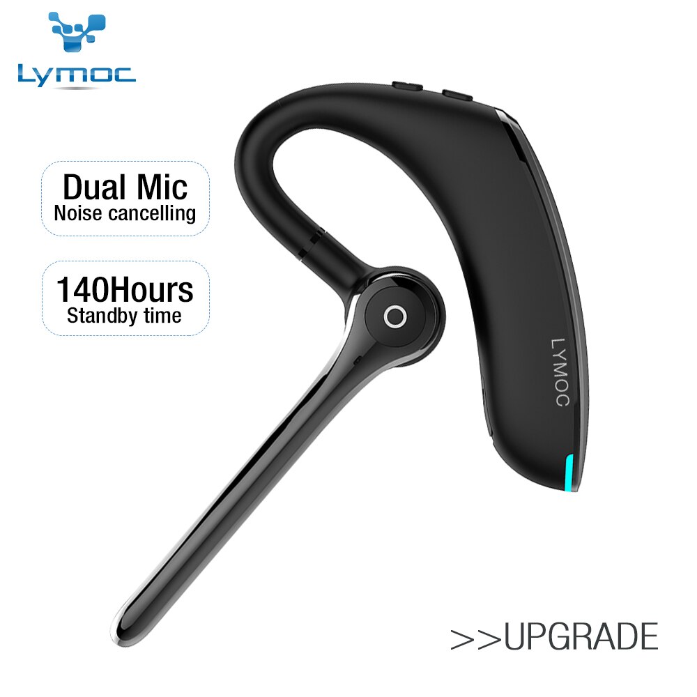 Lymoc Bluetooth V5.0 Hoofdtelefoon Hd Stereo Sport Draadloze Koptelefoon Handsfree Oorhaak Met Dual Microfoon Voor Busines Rijden