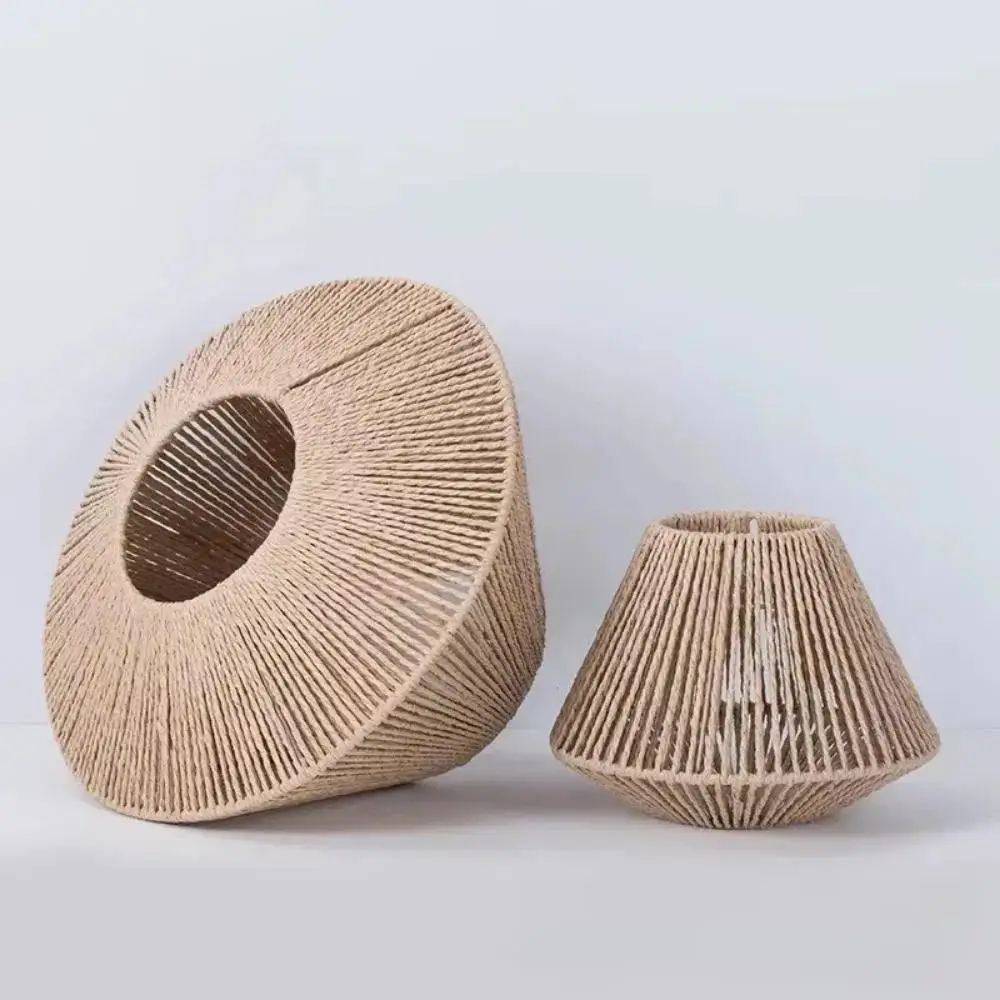 Landelijke stijl imitatie rotan lampenkap puur handgeweven papieren touw kamer gastgezin koffieshop handgemaakte creatieve verlichting decor