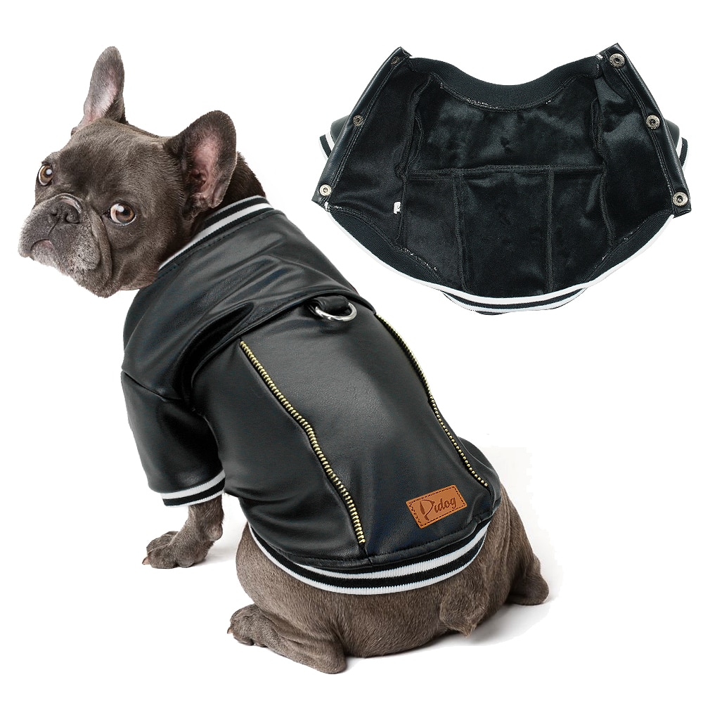 Fransk bulldog hundetøj mops pet tøj vinter læder hund frakke jakke til mellemstore hunde bulldog tøj ropa de perro