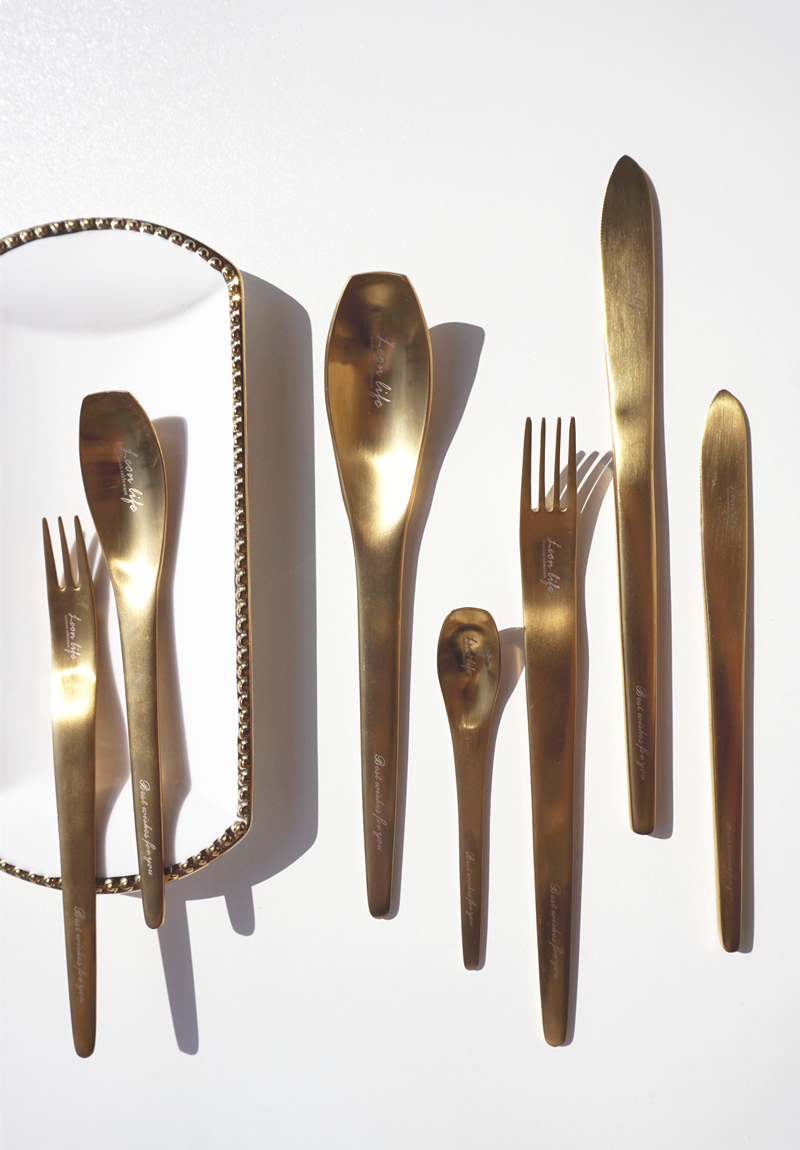 1 stk nordisk alfabet mat guld 304 rustfrit stål bestik western style mad bøf gaffel dessert familie frugt gaffel service