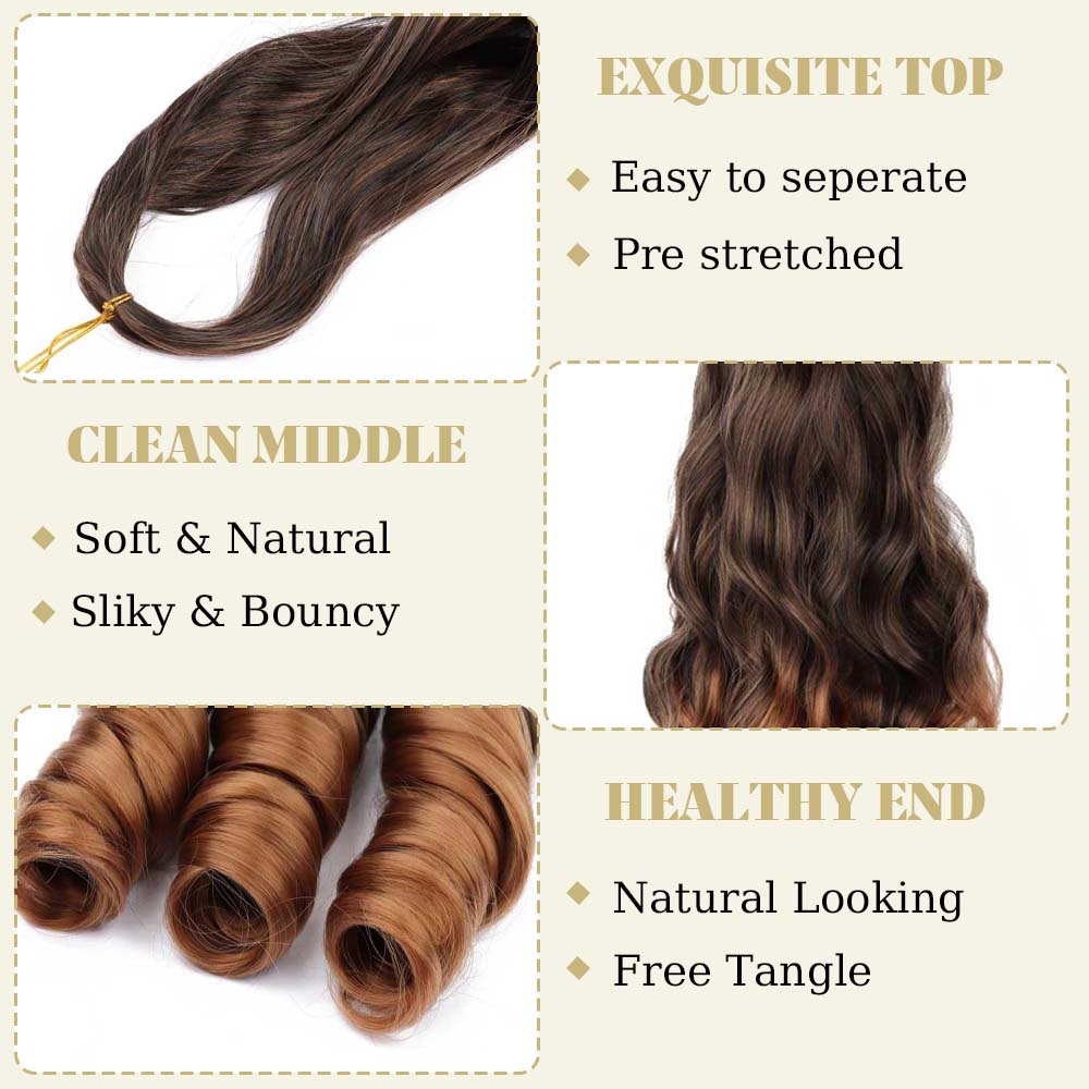 3/5 packungen 24 cm langes, synthetisches häkelhaar mit französischen locken, vorgedehnt, locker gewellt, zum flechten, ombré-locken, zöpfe