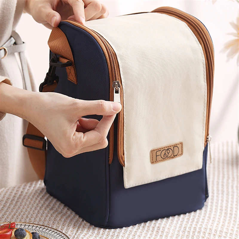 Round Thermal Lunch Box Bag Waterproof Insulated Food Tote Kids Keep Fresh Cooler Shoulder Bags Portable Bento Storage Pouch