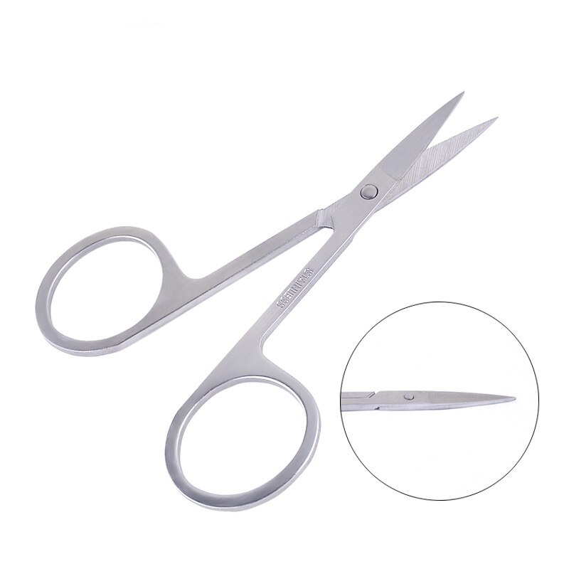 Stainless Steel Mini Portable Curved Mustache Nose Ear Hair Remover Scissor Trimmer Safety Tips