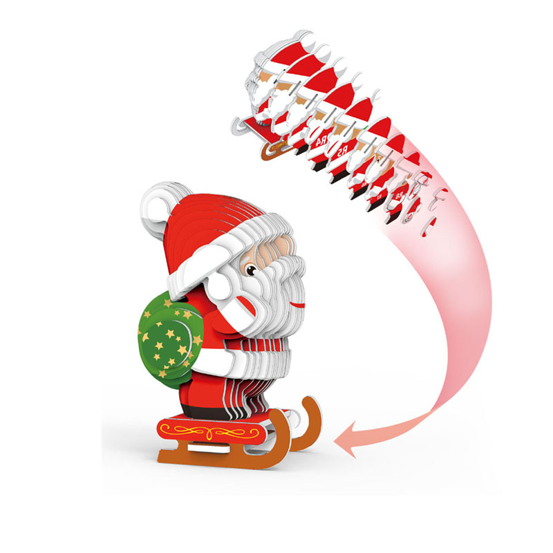 Tema natalizio modello di babbo natale Puzzle 3D asilo precoce educativo fai da te carta di carta fatta a mano Jigsaw per bambini giocattoli regalo: BIANCO