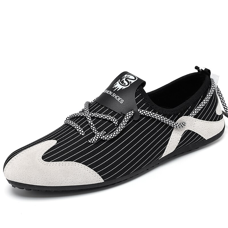 Schuhe Neue Männer lässig Schuhe Frühling Sommer Unterhose-an Weiche Komfortable Mokassin Fahr Schuhe Jugend Partei Turnschuhe fltas: Schwarz grau / 8,5
