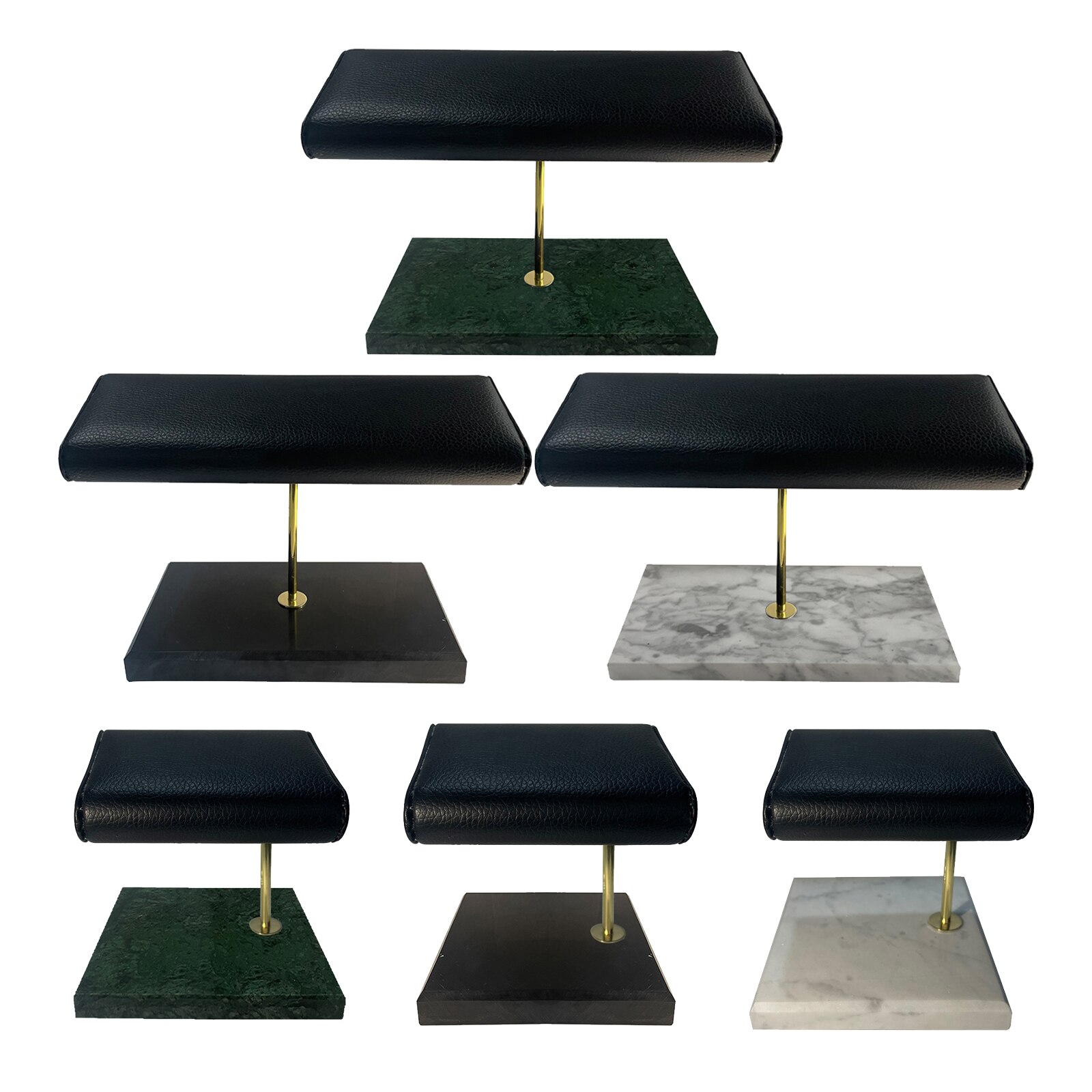 PU Leather Marble Watch Stand Holder Bracelet Bangles Watch Placement T-Bar Rack Jewelry Hard Display Stand Storage Holder