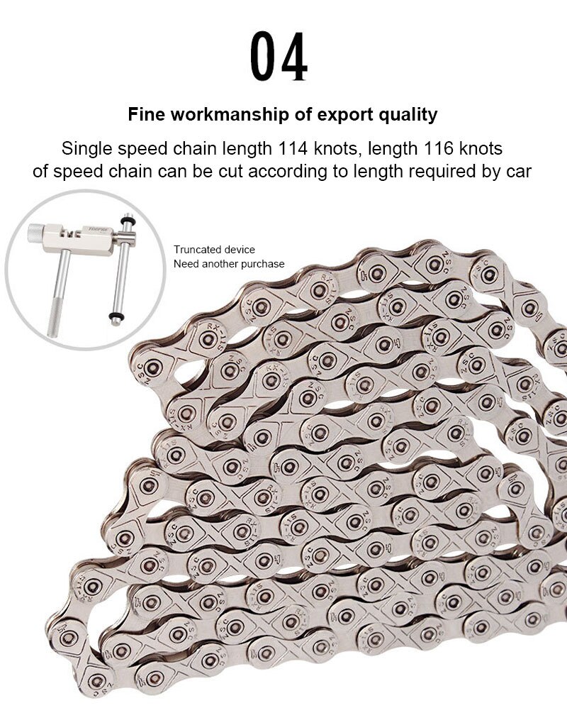 Bicycle Chains Mountain Bike Parts Bicycle Chain Single 6 7 8 9 10 11 Speed Velocidade MTB Chains 116L Silver Part Link