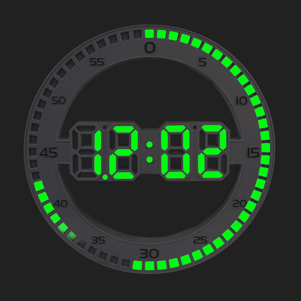 Led Wandklok Temperatuur Thermometer Voor Woonkamer Home Decoratie 3D Digitale Circulaire Lichtgevende Stil Alarm Met Kalender