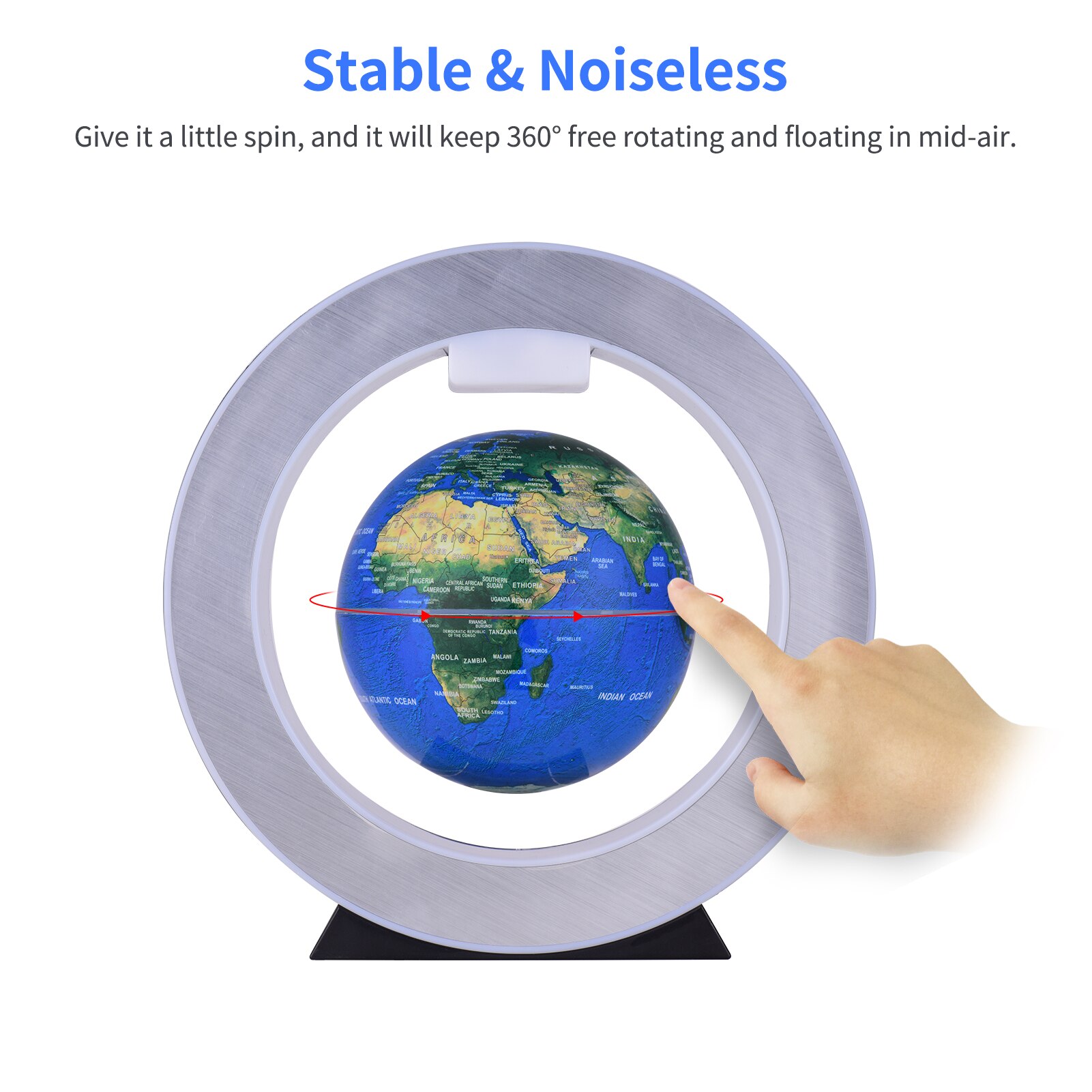 Globo flotante de levitación magnética de 4 pulgadas, Bola de tierra giratoria antigravedad, globo de mapa del mundo con luz LED colorida