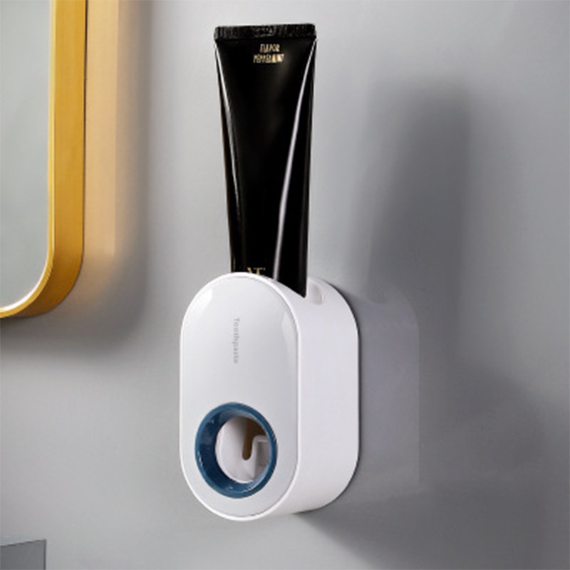 Bathroom Toothpaste Squeezer Automatic Toothpaste Dispenser Dust-proof Toothbrush Holder Wall Mount Stand Bathroom Accessories: gray