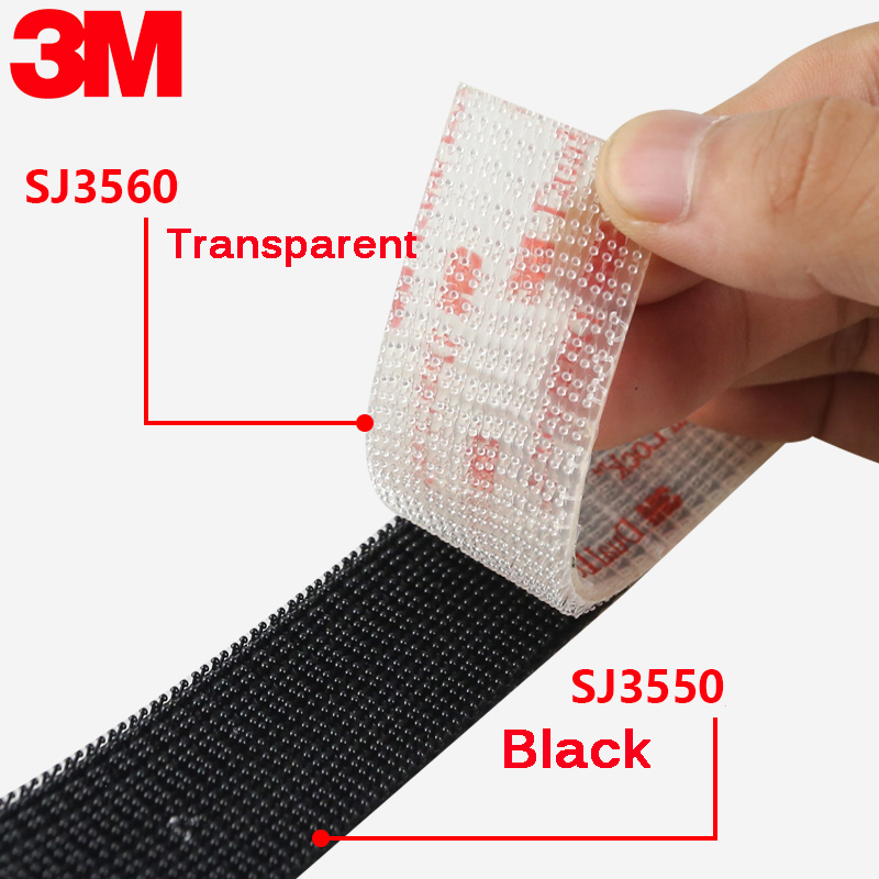 20-100 Cm Klittenbandsluitingen Adhesivo Type 250/25.4 Mm Breedte 3M Dual Lock SJ3550 Zwart En SJ3560 Transparant Paddestoel Lijm Sluiting Tape