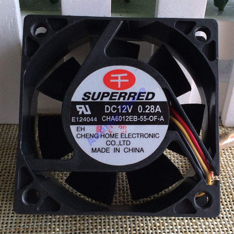 CHA6012EB-55-OF-A 6023 12V 0.28A 6 Cm 3-Wire Dubbele Kogellager Koelventilator 5200 Rpm Air Blower