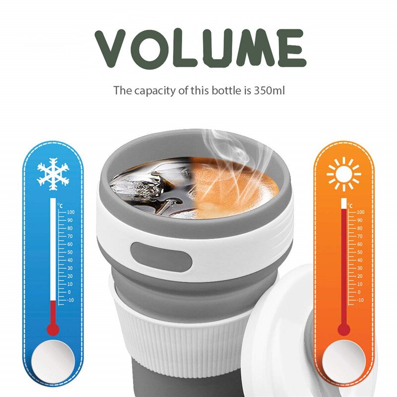 Outdoor Travel Portable Folding Coffee Cup Camping Travel Reusable Silicone Water Cup with Cover