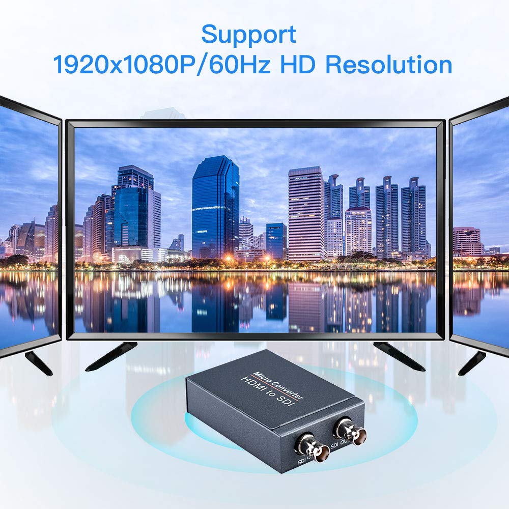 One HDMI in Two SDI Output Converter Micro Converter HDMI SDI Adapter SDI/HD-SDI/3G-SDI Adapter for Camera Home Theater CCTV