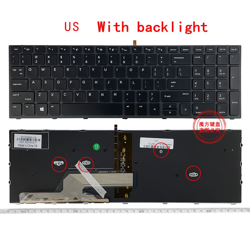 US/SP/UK laptop keyboard for HP Probook 450 G5 455 G5 470 G5 650 G4 650 G5 English black keyboard Backlit: WHITE