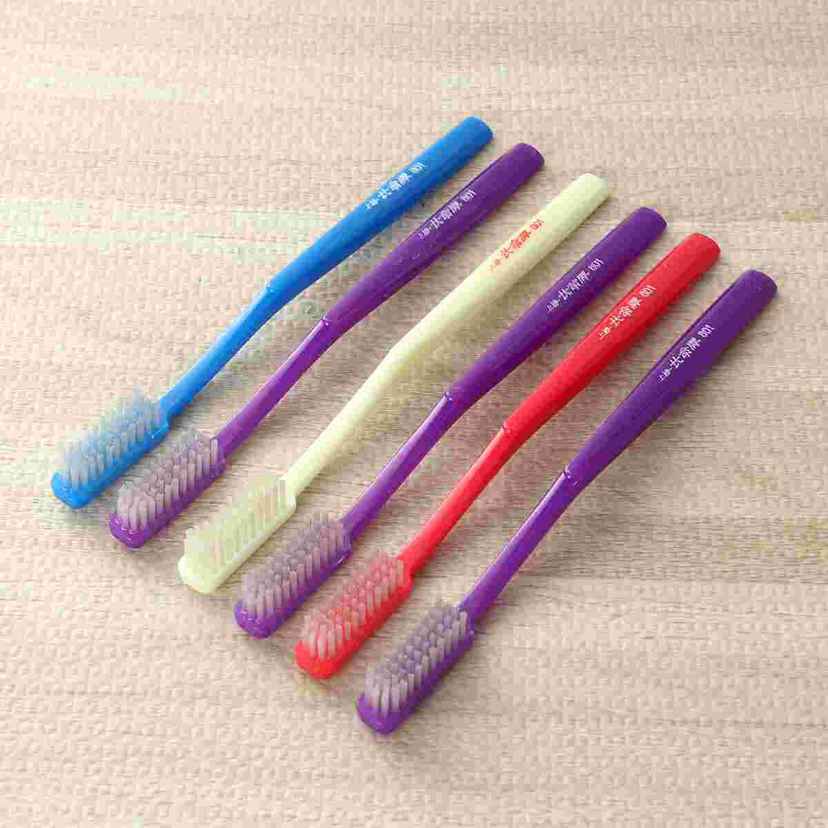 6pcs Premium Manual Hard Bristles Toothbrush for Adult Teeth Stain Cleaning (Random)