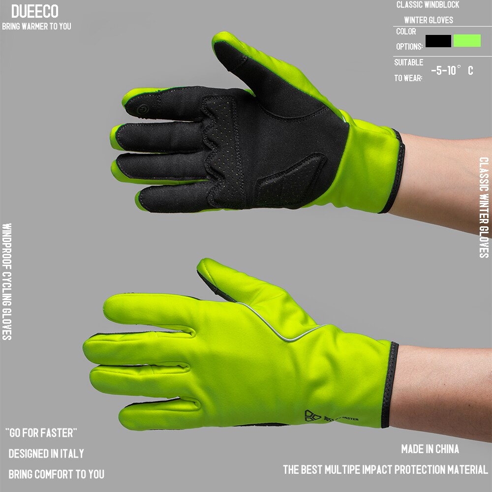 guantes ciclismo invierno Guantes de ciclismo a prueba de viento, guantes de bicicleta, guantes de bicicleta de montaña-XRD acolchados con absorción de golpes, antideslizantes, térmicos y cálidos: Fluo Yellow / M