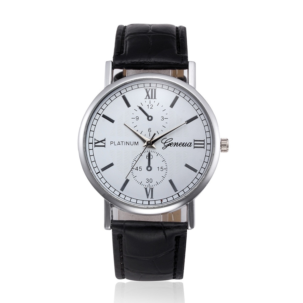 Retro Lederen Band Heren Horloges Luxe Retro Lederen Band Analoge Lichtmetalen Quartz Horloge