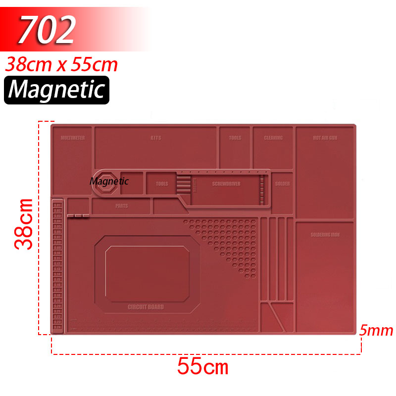 Lötstation Matte Silikon Arbeitsmatte Hitzebeständig 932 ° F Antistatische Magnetmatte für die Reparatur elektronischer Telefon-Laptop-Uhren: Kakifarbig