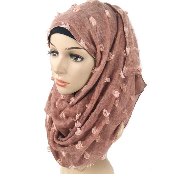 Baumwolle binden-färben Jacquard Ball Muslimischen Hijabs Kopftuch Arabischen Frauen schlicht Schals wickelt Malaysia Lange Schal Islamischen Hijab 180x90cm: 2