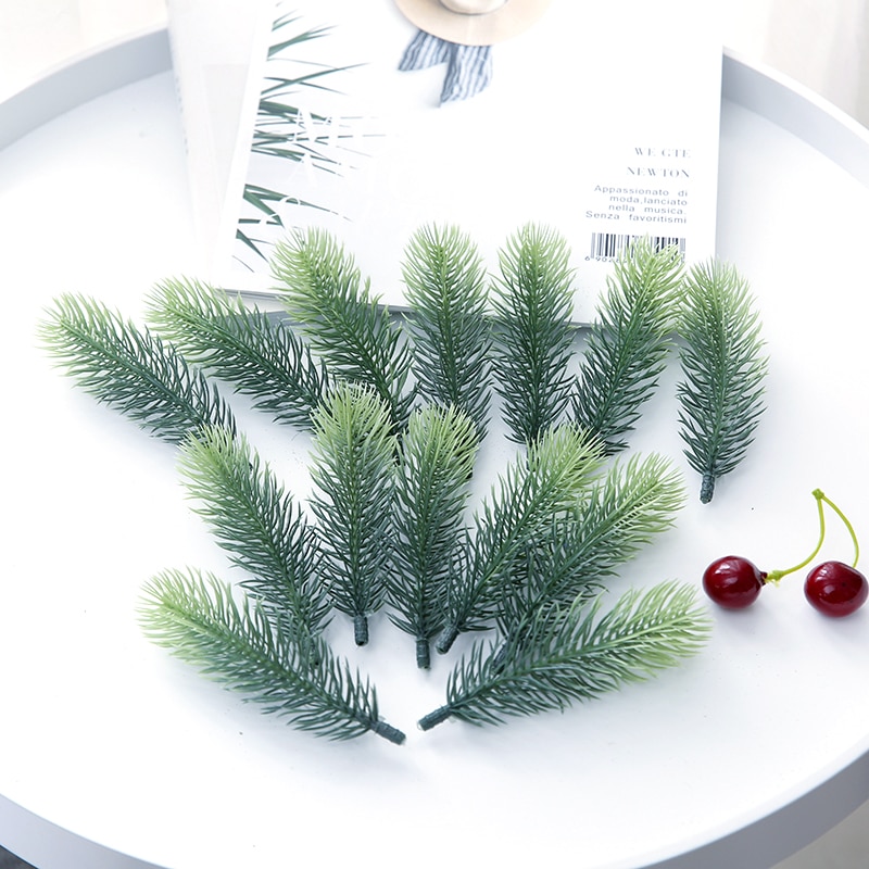5/10 stücke Weihnachten Künstliche Grün Kiefer Zweige Künstliche Blume Pflanze Hochzeit Weihnachten DIY Hause Weihnachten Baum Dekoration