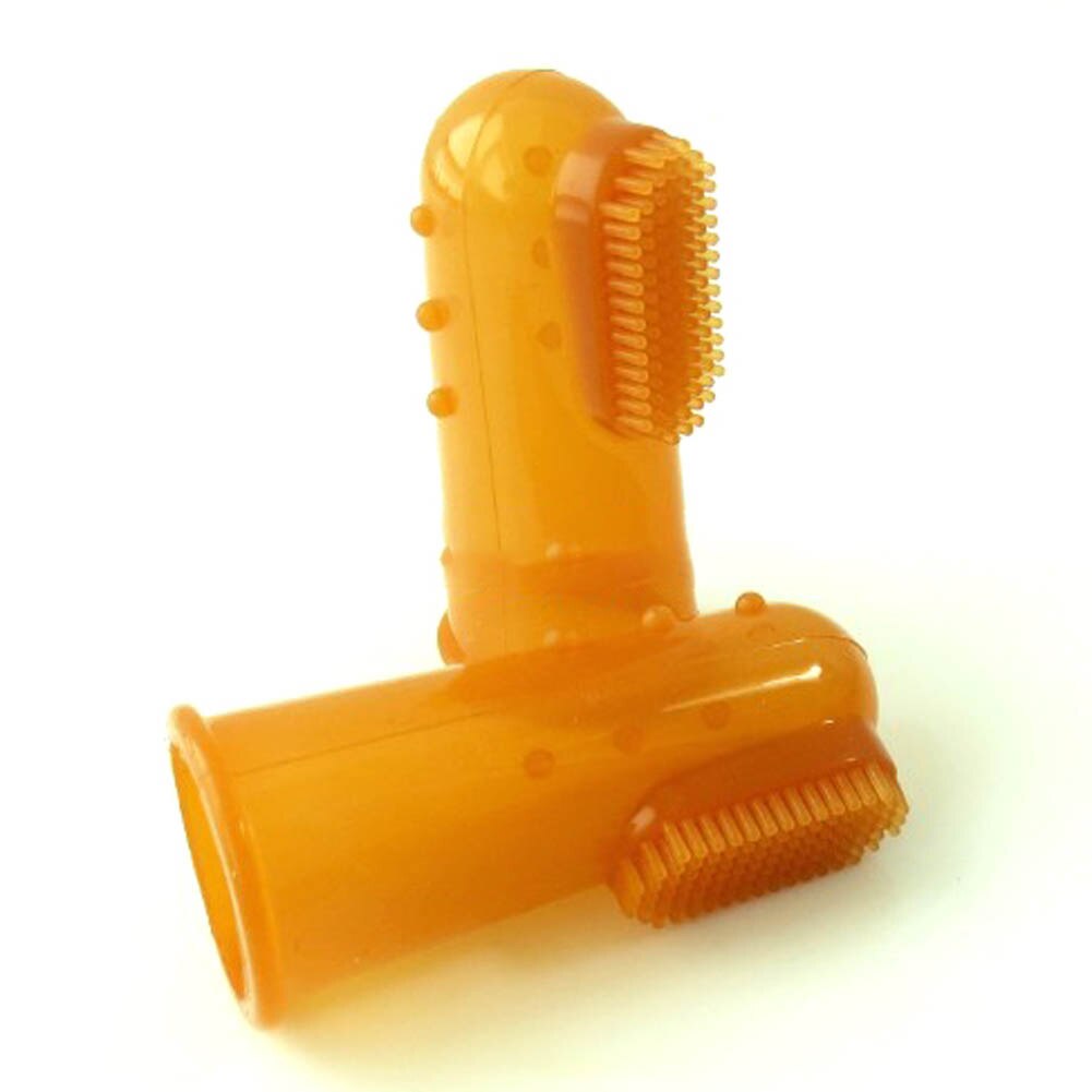 pet Finger Toothbrush Dog Dental Care Cleaning Products Teeth Care Brush Silicone Finger Toothbrush Anti-Bite Toys Pet Supplies: Yellow