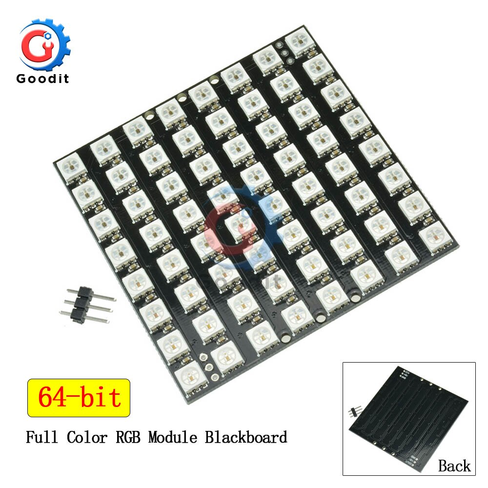 WS2812B WS2812 LED Ring Lamp Panel Light 5050 RGB 8x5 / 8x8 Bit LED Matrix 40 Bits 64 Bits Full Color 5050 RGB LED Lights: 64-bit Blackboard