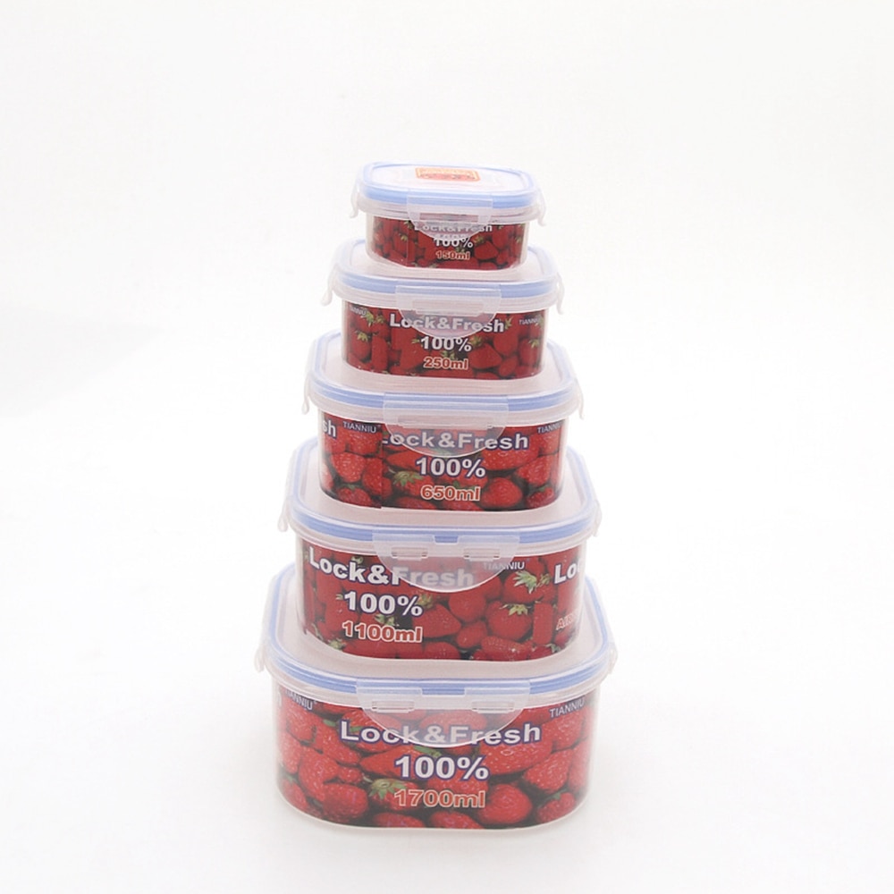 Kitchen Plastic Microwave Food Box Set Transparent Food Container Refrigerator Fresh Keeping Storage Box Portable Lunch Box