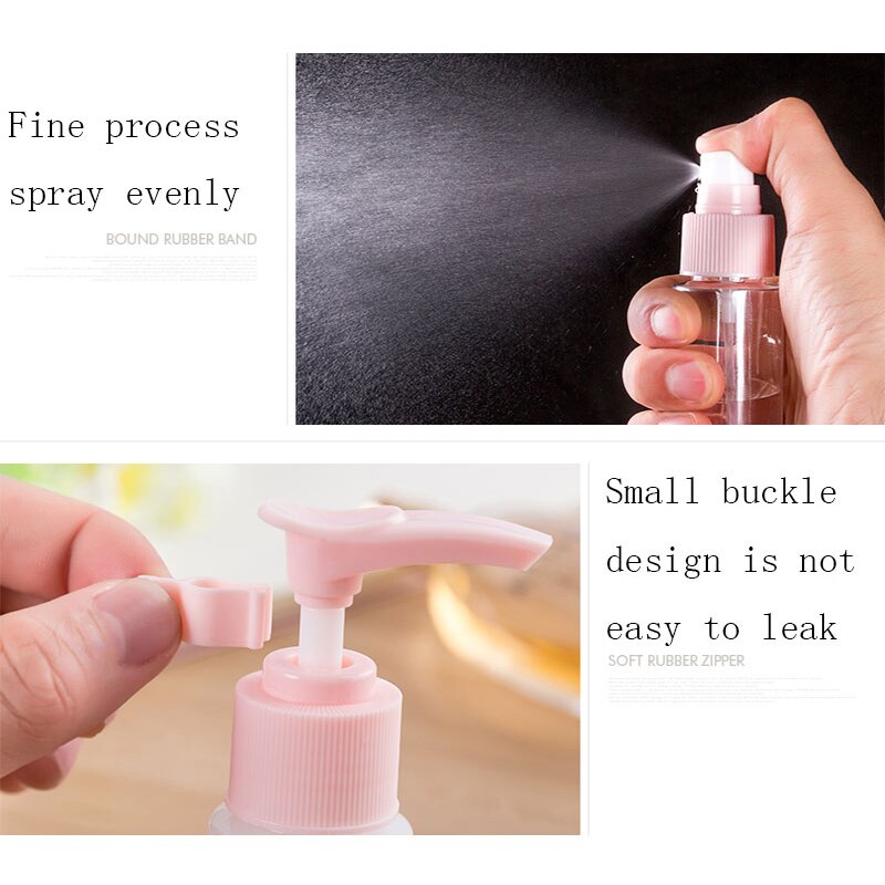 Kosmetyczka 7 sztuk/zestaw przenośny rozpylać wielokrotnego napełniania butelek zestaw plastikowy pojemnik na kosmetyki Dom podróż pusty rozpylać napełniania butelek etui