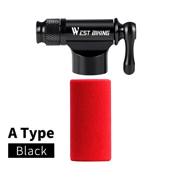 WEST BIKIING CO2 Pump Bike Mini Hand Pump MTB Road Bicycle Air Inflator Schrader Presta Valve Adapter Ball Cycling Accessories: A Upgrade Black