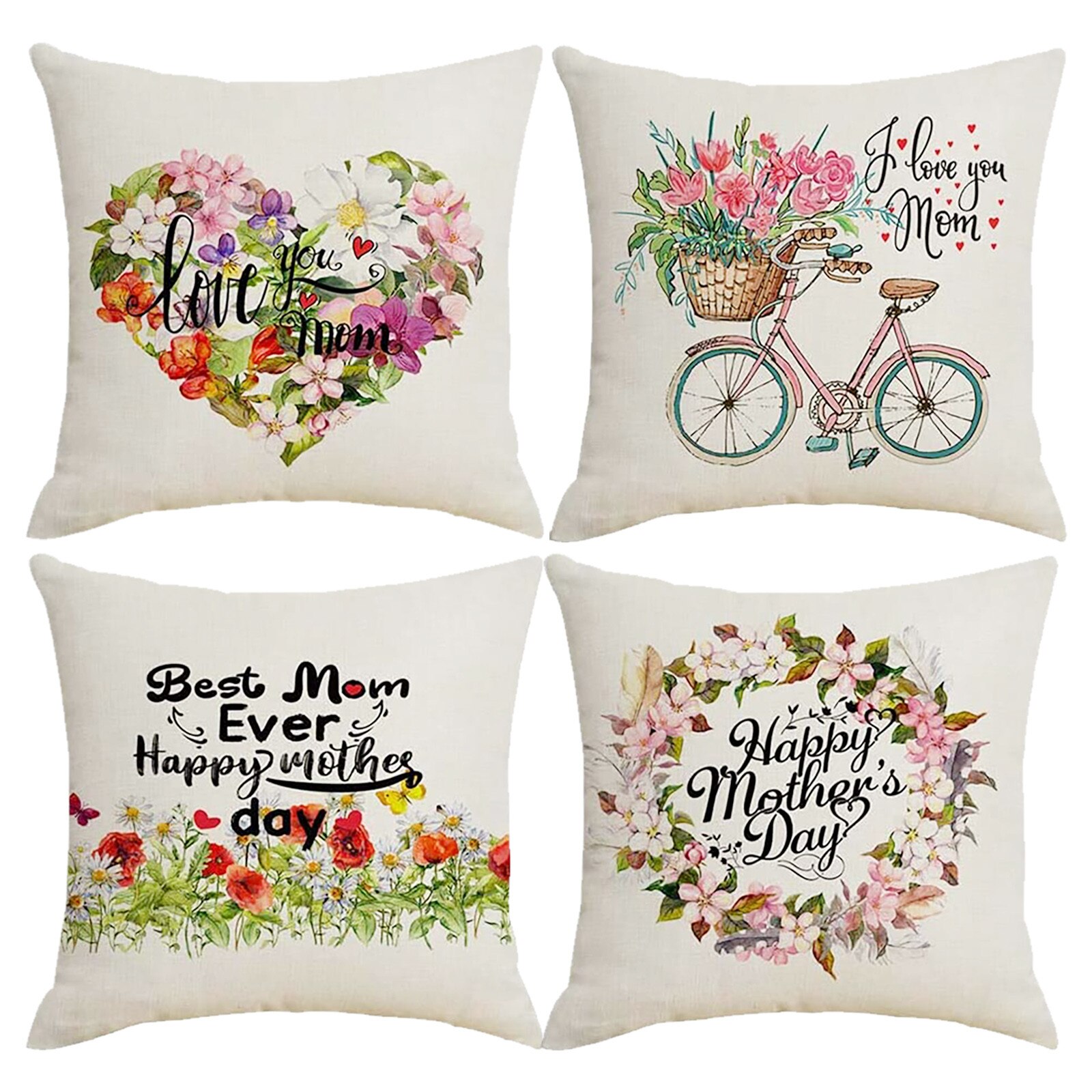 Moederdag Sierkussen Covers Set Van 4 Decoratieve Katoen Linnen Kussen Case 45X45Cm Soft Gedrukt kussensloop Kantoor Groothandelaren: C