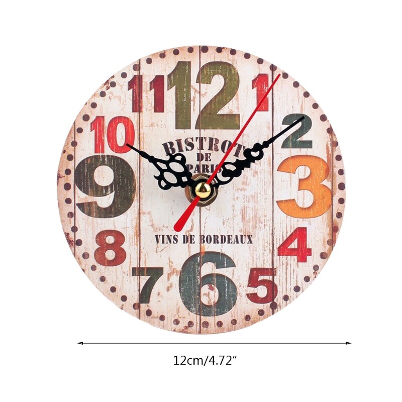 Round Wall Clock Farmhouse Large Wall Clock with Big Numerals Wooden Wall Clock Battery Wall Clock Hanging for Home