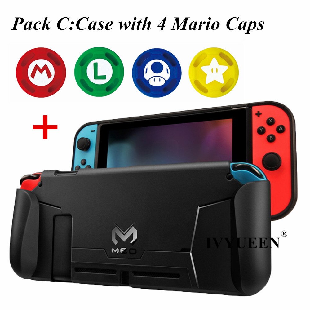 Funda con empuñaduras protectoras de TPU para consola de interruptores de lvyueen para controlador de interruptores 4 juegos de absorción de golpes