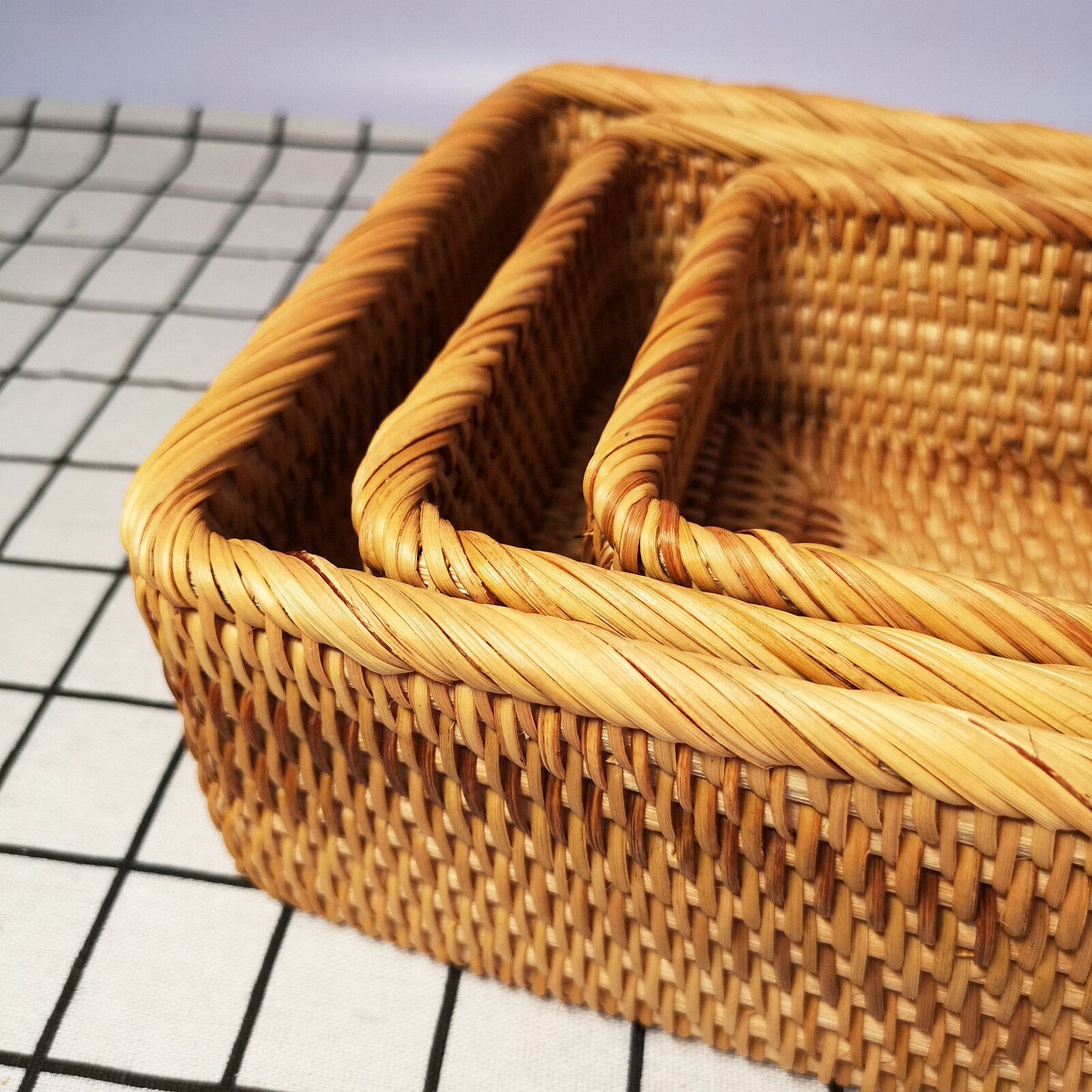 Panier de rangement en osier panier de rangement de bijoux rotin empilable articles divers clé magasine-cosmétiques organisateur boîte de rangement conteneur