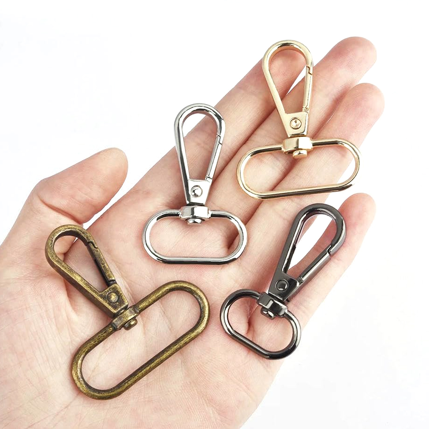 5 stks Draaibare Sluitingen, Ovale Ring Karabijn Klauw Metalen Push Gate Karabijnhaak voor Portemonnee Sleutelhanger Riem