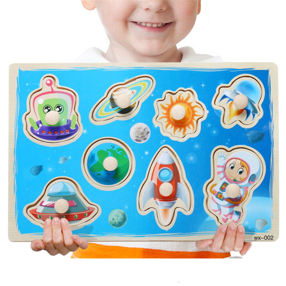 Brain Game Puzzles Toys Kids Educational Wooden Toy Animals Numbers Learning Puzzle Jigsaw Board Wood Baby Funny Toys: Planet