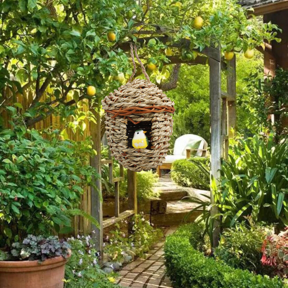 Hummingbird House Hand Woven Basket Hummingbird Houses Nest Small Birdhouse for Outside Hanging Backyard Decor