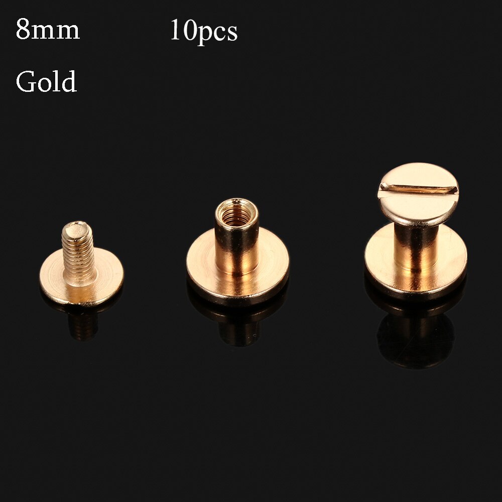 10Pcs 5/6.5/8Mm Diy Band Klinknagels Schroef Leather Craft Solid Nail Bolt Boekhouding Ronde Kop Schroeven Bagage Craft Messing nail: gold-8mm-10pcs
