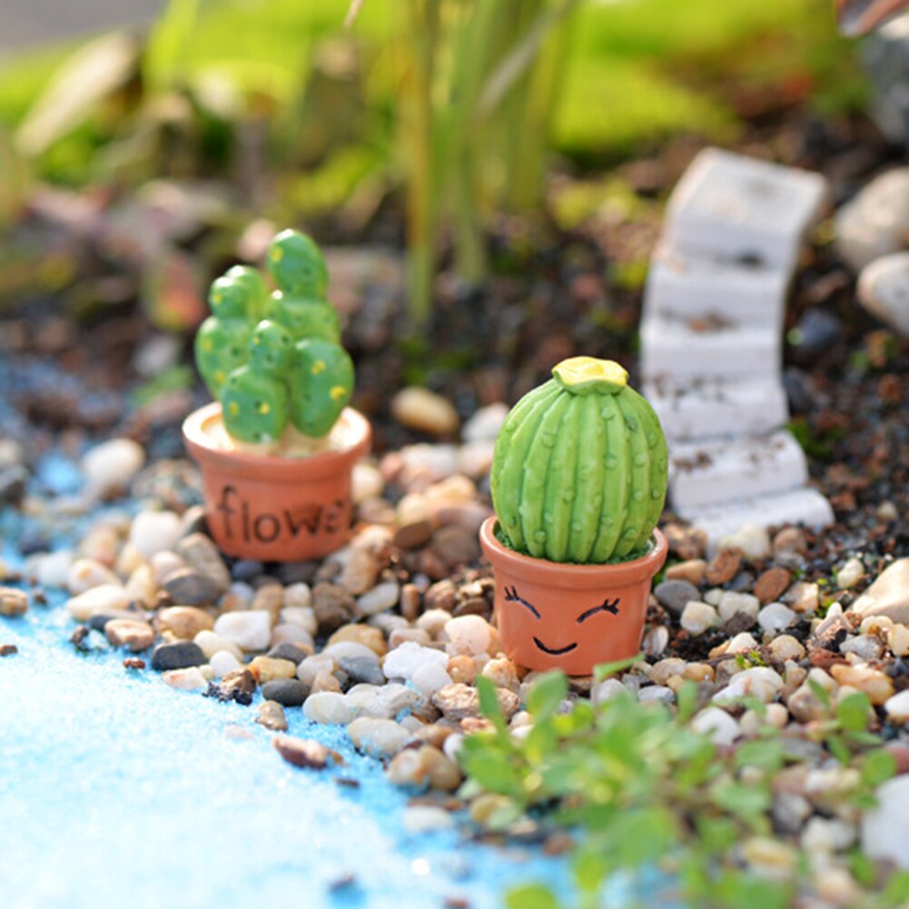 1pc søde små kunstige planter i harpiks i potte, blomst kaktus miniature dukkehus indretning gør det selv dekoration gård & have indretning