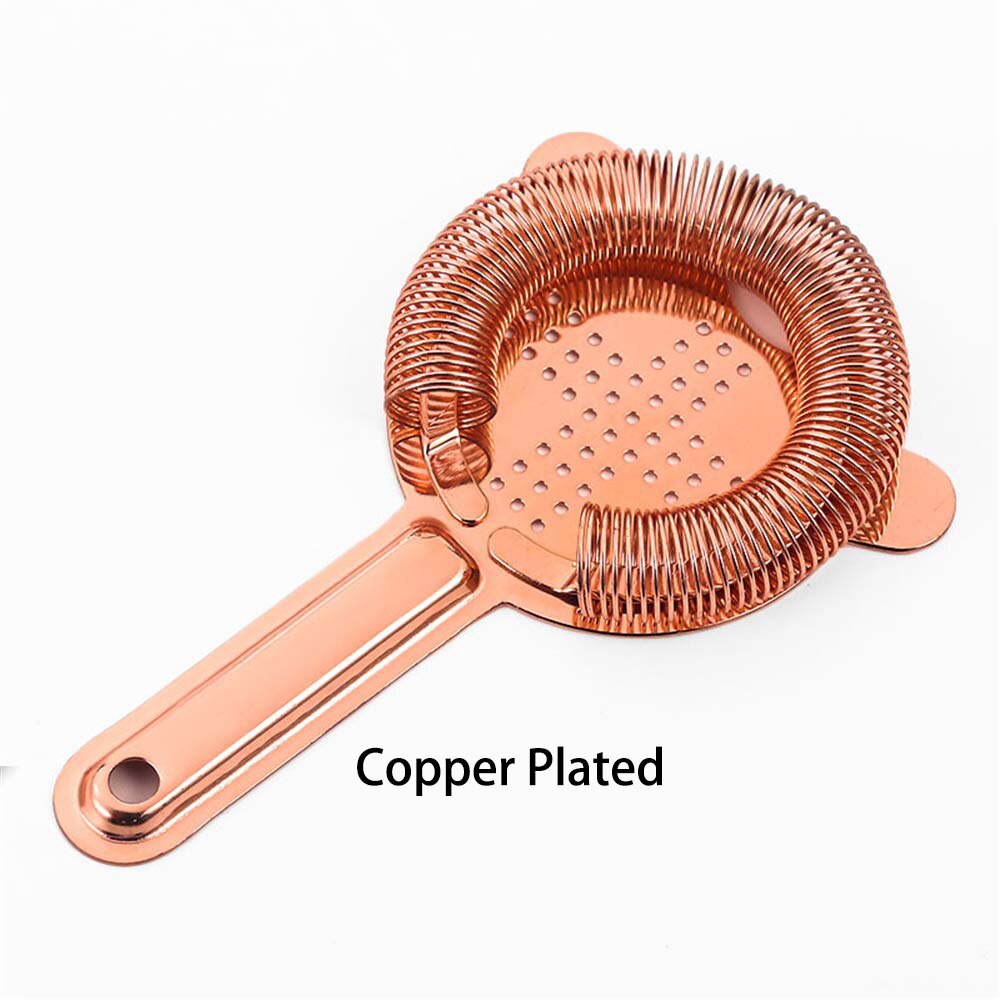 Colador de barra de acero inoxidable, colador Hawthorne, artículos de Bar, colador de cóctel con 2 puntas estabilizadoras: Copper Plated