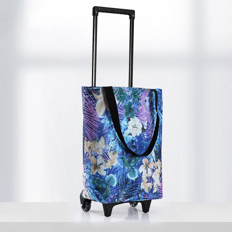 Opvouwbare Boodschappentas Vrouwen Grote Pull Winkelwagen Boodschappentassen Voor Organisator Draagbare Groenten Trolley Tassen Op Wielen De markt: flower