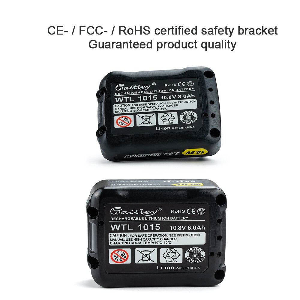 Waitley 10.8V 6.0Ah 3.0Ah lithium battery Rechargeable For Makita Power Tools 10V and 12V 6000mAh BL1040B 1015 1020B CXT Series