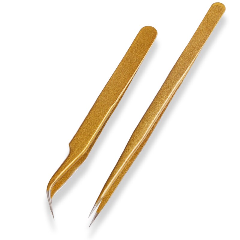 2 pcs Pro Straight & Curve Pincet Wimper Extension Tool Valse Wimpers Make Beauty Roestvrijstalen Pincet