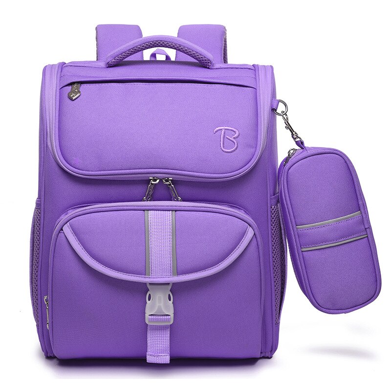 Waterdicht Kinderen Schooltassen Voor Meisjes Jongens Vouwen Basisschool Rugzakken Kids Orthopedische Rugzak Mochila Escolar: purple